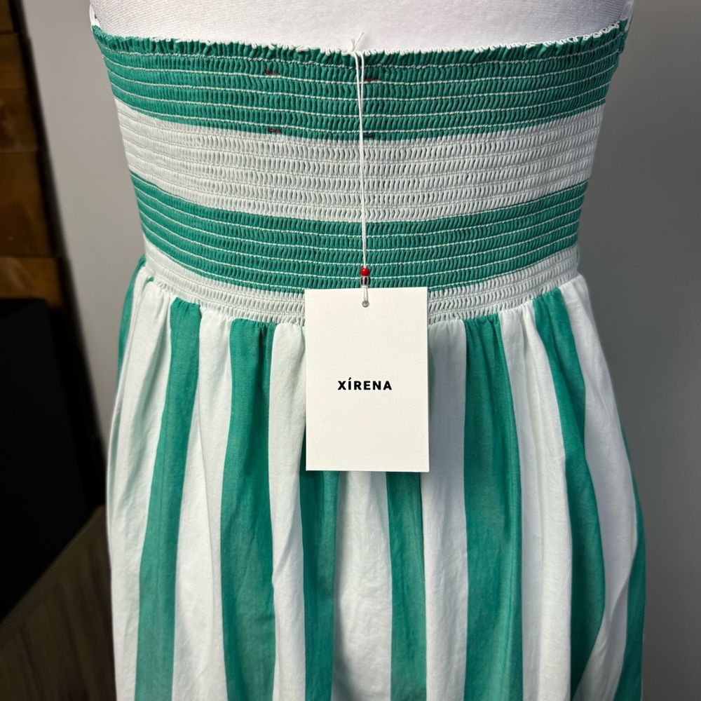 NWT Xirena Maggie Dress Medium Julep Stripe Green White Cotton Maxi Dress Resort - Picture 3 of 5